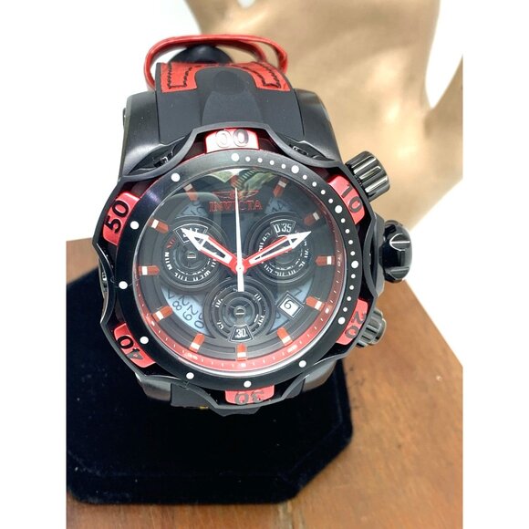 Invicta Men's Watch 38717 Venom Chronograph Swiss Quartz Red Black Rubber Strap - Picture 14 of 15